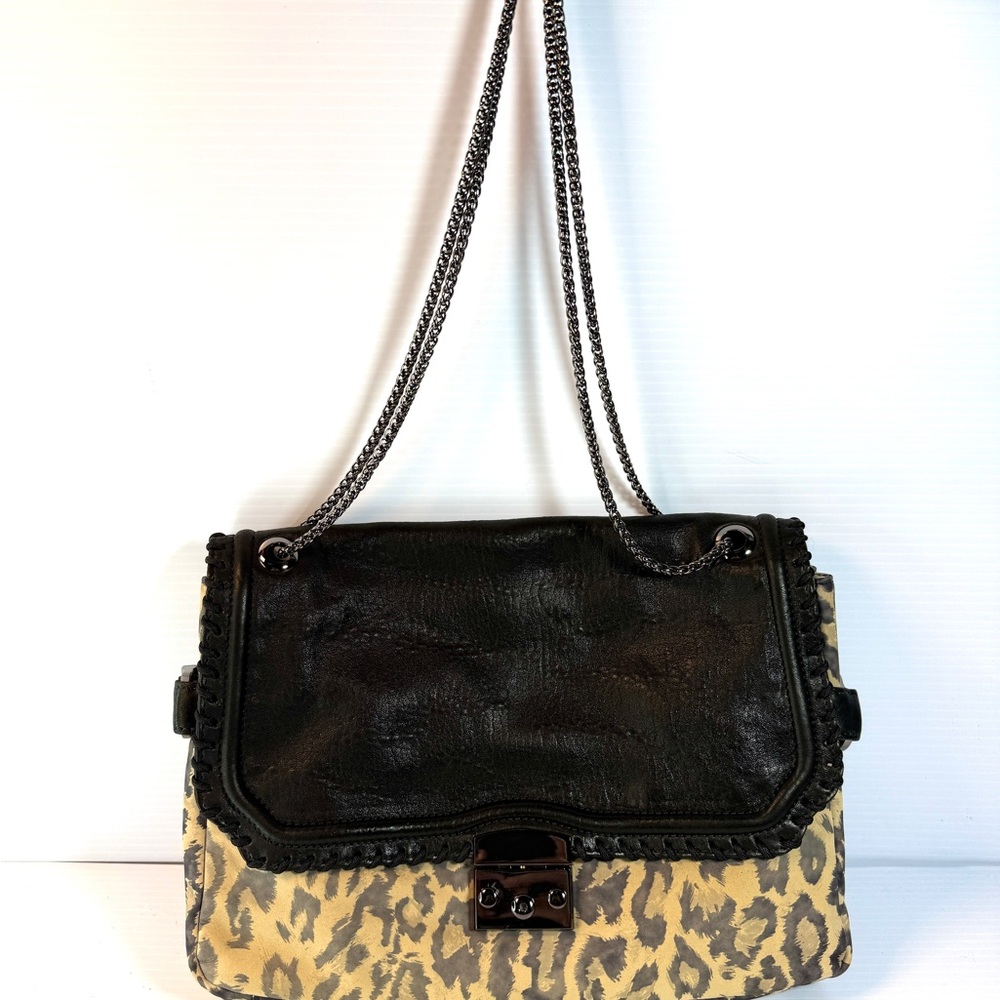 Be&D Black and Leopard Shoulder Bag NWT